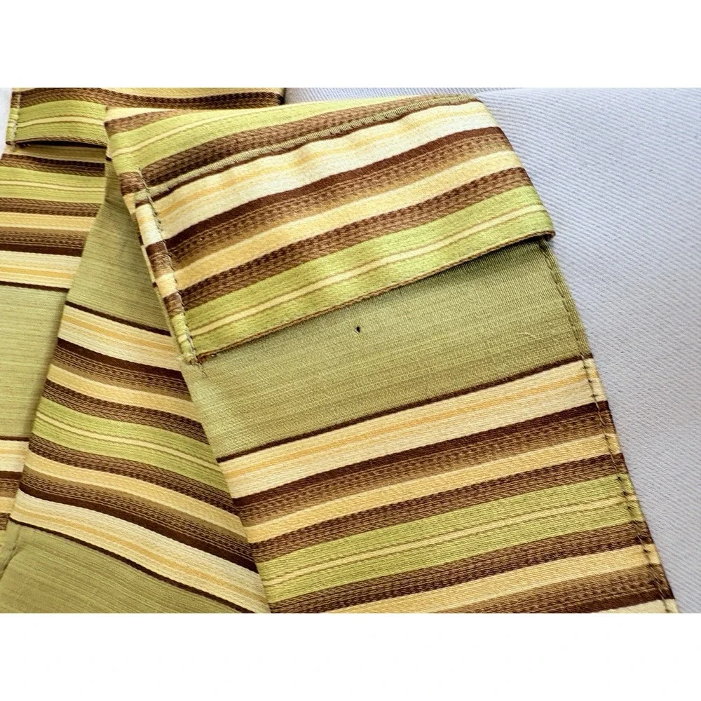Green Brown Beige Stripe Valances set of two classic‎ Waverly quality no tag